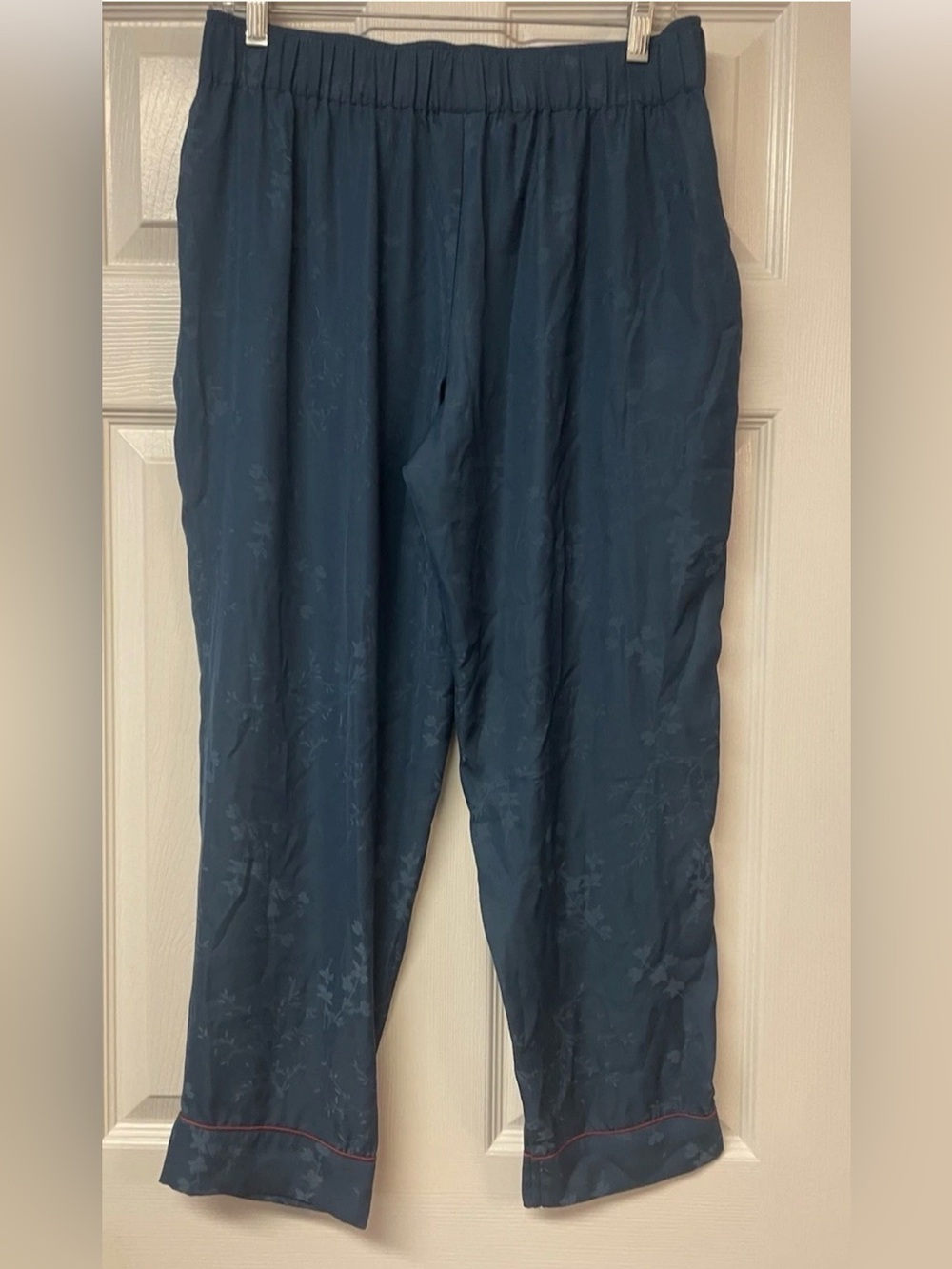 Soma Satin Lounge Sleep Pants Cropped with pockets Teal Green Size M - Picture 6 of 8